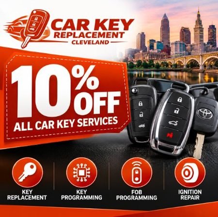 Ten percent off any car key service in Cleveland